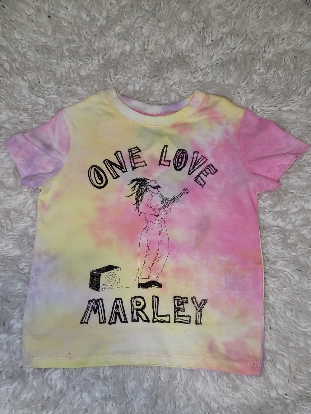 Zion Rootswear Tie-Dye "One Love Marley" Kids Tee - Pink/Yellow/Purple